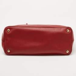 Prada Red Saffiano Leather Medium Double Zip Tote