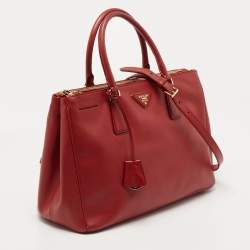 Prada Red Saffiano Leather Medium Double Zip Tote