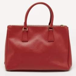Prada Red Saffiano Leather Medium Double Zip Tote