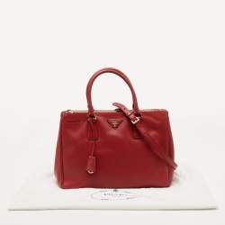 Prada Red Saffiano Leather Medium Double Zip Tote