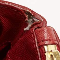 Prada Red Saffiano Leather Medium Double Zip Tote