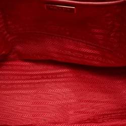 Prada Red Saffiano Leather Medium Double Zip Tote