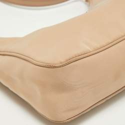 Pre Owned Prada Beige Nylon and Saffiano Leather Mini Re-Edition Bag