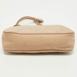 Pre Owned Prada Beige Nylon and Saffiano Leather Mini Re-Edition Bag