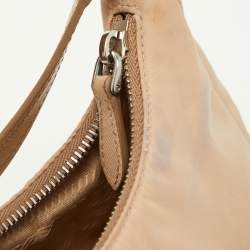 Pre Owned Prada Beige Nylon and Saffiano Leather Mini Re-Edition Bag