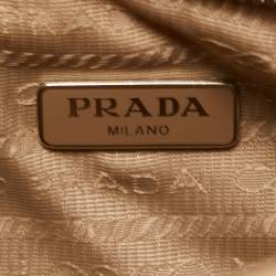Pre Owned Prada Beige Nylon and Saffiano Leather Mini Re-Edition Bag