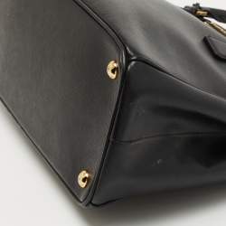 Pre Owned Prada Black Saffiano Lux Leather Small Galleria Double Zip Tote