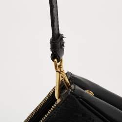 Pre Owned Prada Black Saffiano Lux Leather Small Galleria Double Zip Tote