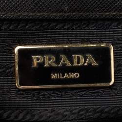 Pre Owned Prada Black Saffiano Lux Leather Small Galleria Double Zip Tote