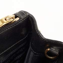 Pre Owned Prada Black Saffiano Lux Leather Small Galleria Double Zip Tote