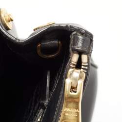 Pre Owned Prada Black Saffiano Lux Leather Small Galleria Double Zip Tote