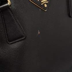 Pre Owned Prada Black Saffiano Lux Leather Small Galleria Double Zip Tote