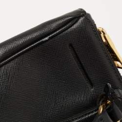 Pre Owned Prada Black Saffiano Lux Leather Small Galleria Double Zip Tote