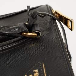 Pre Owned Prada Black Saffiano Lux Leather Small Galleria Double Zip Tote