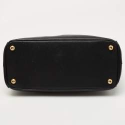 Pre Owned Prada Black Saffiano Lux Leather Small Galleria Double Zip Tote