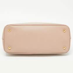 Pre Owned Prada Light Pink Saffiano Lux Leather Small Middle Zip Tote