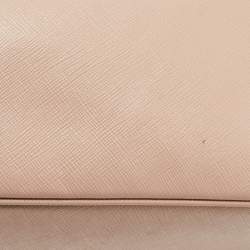 Pre Owned Prada Light Pink Saffiano Lux Leather Small Middle Zip Tote