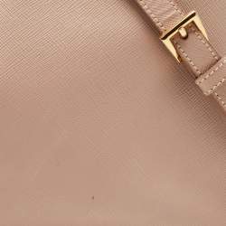 Pre Owned Prada Light Pink Saffiano Lux Leather Small Middle Zip Tote