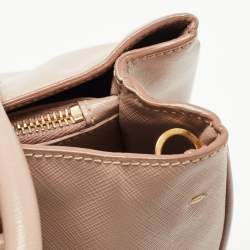 Pre Owned Prada Light Pink Saffiano Lux Leather Small Middle Zip Tote