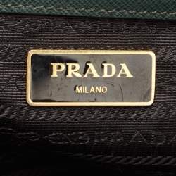 مملوكة مسبقًا Prada Green Saffiano Lux Leather Small Double Zip Tote