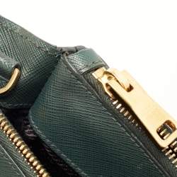 مملوكة مسبقًا Prada Green Saffiano Lux Leather Small Double Zip Tote