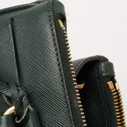 مملوكة مسبقًا Prada Green Saffiano Lux Leather Small Double Zip Tote