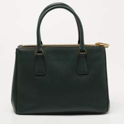 مملوكة مسبقًا Prada Green Saffiano Lux Leather Small Double Zip Tote