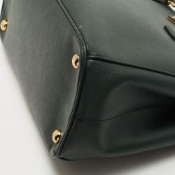 مملوكة مسبقًا Prada Green Saffiano Lux Leather Small Double Zip Tote