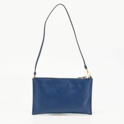 Prada Navy Blue Saffiano Lux Leather Wristlet Slim Clutch   