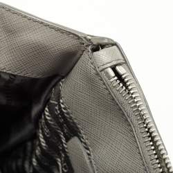 Pre Owned Prada Grey Two Tone Saffiano Lux Leather Large Double Zip Tote