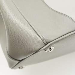 Pre Owned Prada Grey Two Tone Saffiano Lux Leather Large Double Zip Tote