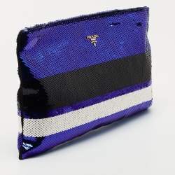 Prada Tri Color Sequin Top Zip Pouch