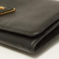 Pre Owned Prada Black Saffiano Lux Leather Flap Continental Wallet