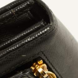 Pre Owned Prada Black Saffiano Lux Leather Flap Continental Wallet