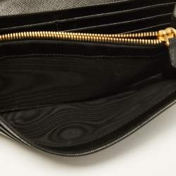 Pre Owned Prada Black Saffiano Lux Leather Flap Continental Wallet