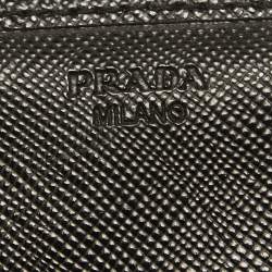 Pre Owned Prada Black Saffiano Lux Leather Flap Continental Wallet