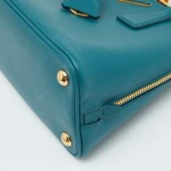 Pre Owned Prada Blue Saffiano Lux Leather Small Promenade Satchel