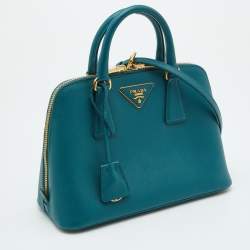 Pre Owned Prada Blue Saffiano Lux Leather Small Promenade Satchel