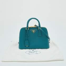 Pre Owned Prada Blue Saffiano Lux Leather Small Promenade Satchel