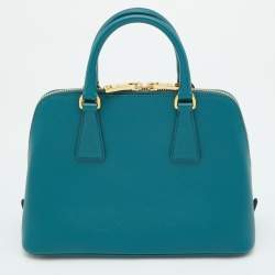 Pre Owned Prada Blue Saffiano Lux Leather Small Promenade Satchel