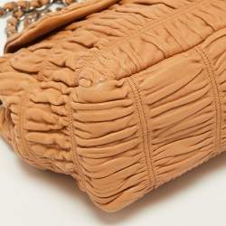 Prada Beige Gaufre Leather Flap Chain Shoulder Bag