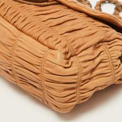 Prada Beige Gaufre Leather Flap Chain Shoulder Bag