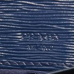 Prada Blue Vitello Move Leather Continental Wallet