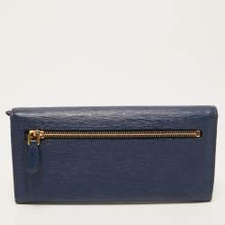 Prada Blue Vitello Move Leather Continental Wallet