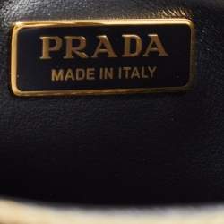 Prada Beige/Black Triangle Canvas and Leather Symbole Tote