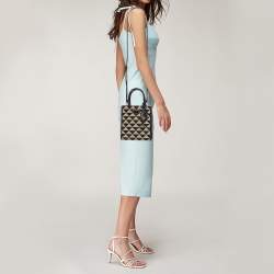 Prada Beige/Black Triangle Canvas and Leather Symbole Tote