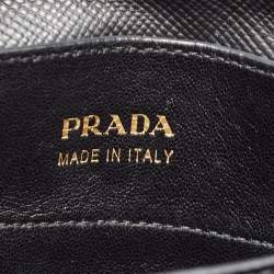 Pre Owned Prada Black Saffiano Cuir Leather Medium Double Handle Tote