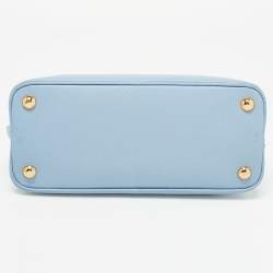 Prada Blue Saffiano Lux Leather Small Promenade Satchel