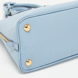 Prada Blue Saffiano Lux Leather Small Promenade Satchel