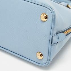 Prada Blue Saffiano Lux Leather Small Promenade Satchel